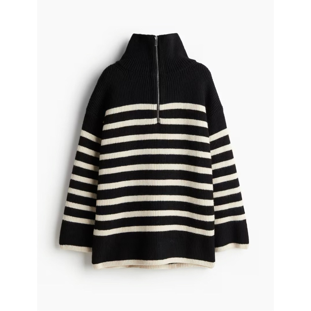H&M Black and White Striped Women's Sweater